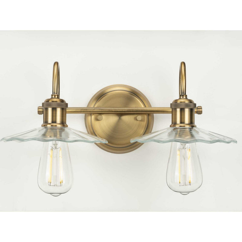 Progress Lighting P300287-163 Two Light Bath, Vintage Brass
