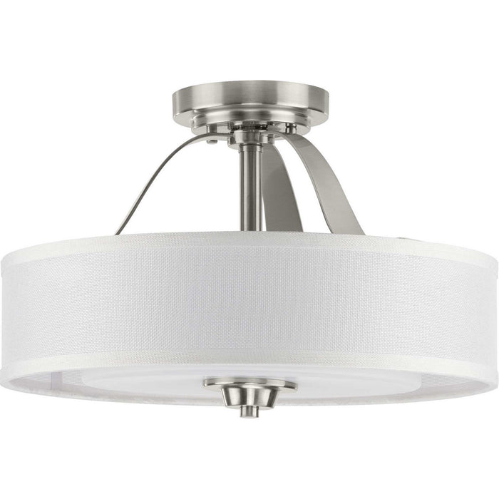 Progress Lighting P350098-009 Two Light Semi Flush Convertible, Brushed Nickel