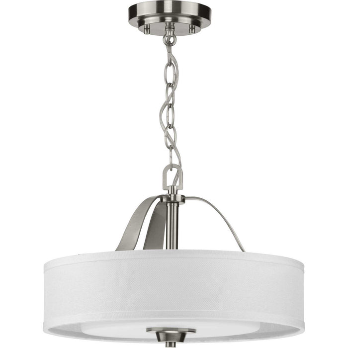Progress Lighting P350098-009 Two Light Semi Flush Convertible, Brushed Nickel