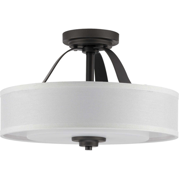 Progress Lighting P350098-143 Two Light Semi Flush Convertible, Graphite