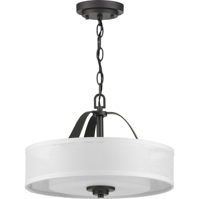 Progress Lighting P350098-143 Two Light Semi Flush Convertible, Graphite