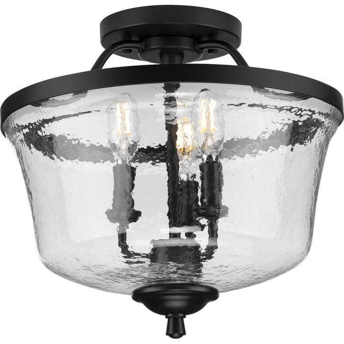 Progress Lighting P350148-031 Three Light Semi Flush Convertible, Black