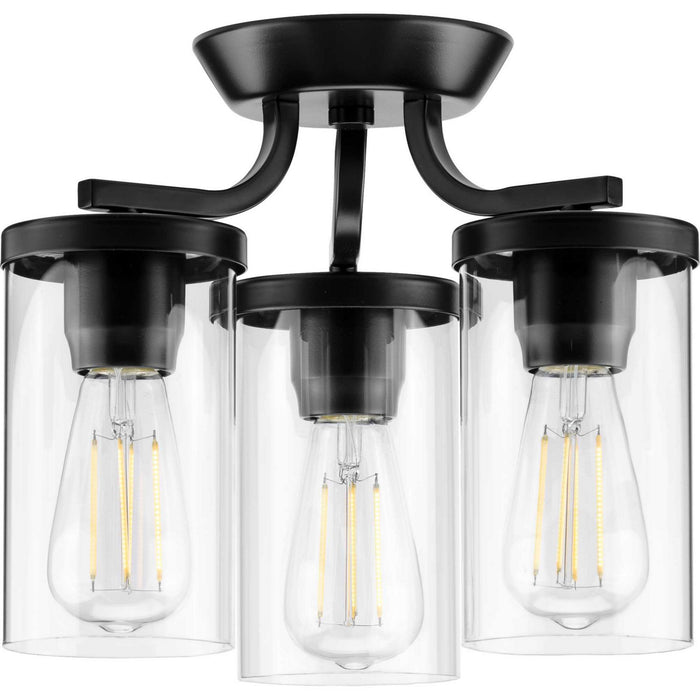 Progress Lighting P350149-031 Three Light Semi Flush Mount, Black