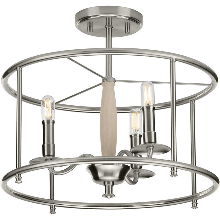 Progress Lighting P350150-009 Three Light Semi Flush Convertible, Brushed Nickel
