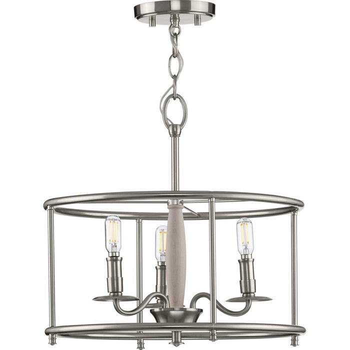 Progress Lighting P350150-009 Three Light Semi Flush Convertible, Brushed Nickel