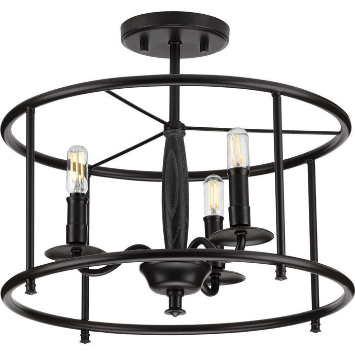 Progress Lighting P350150-031 Three Light Semi Flush Convertible, Black