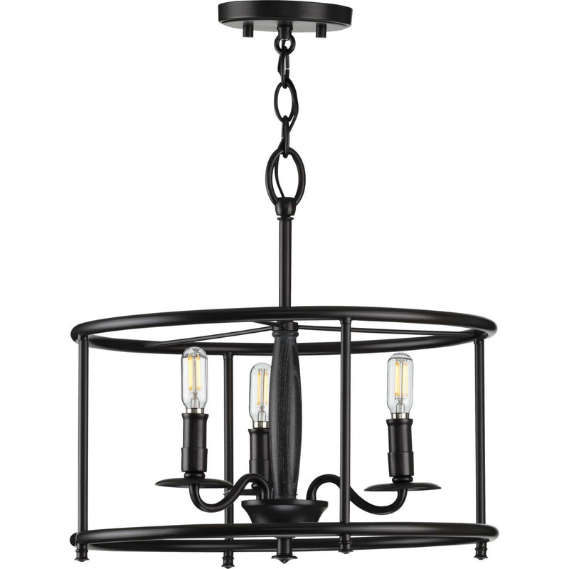 Progress Lighting P350150-031 Three Light Semi Flush Convertible, Black