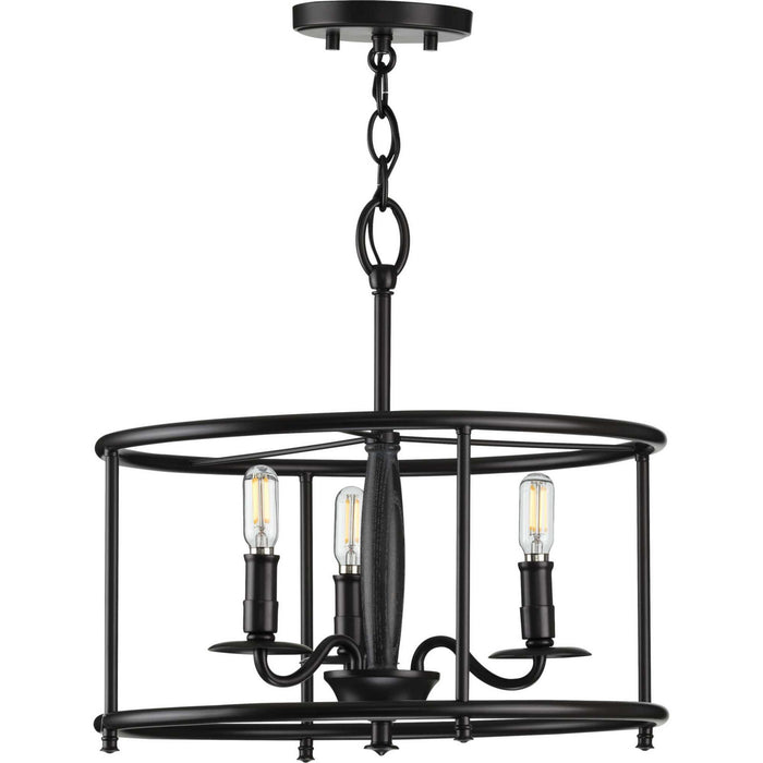 Progress Lighting P350150-031 Three Light Semi Flush Convertible, Black