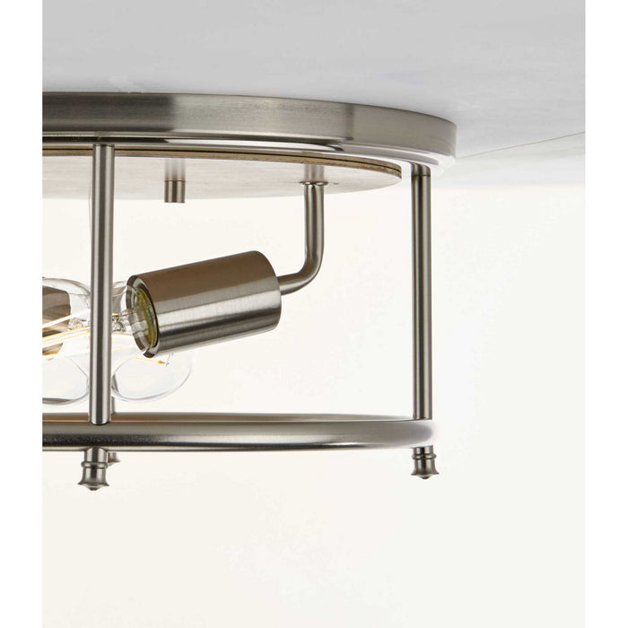 Progress Lighting P350151-009 Two Light Flush Mount, Brushed Nickel
