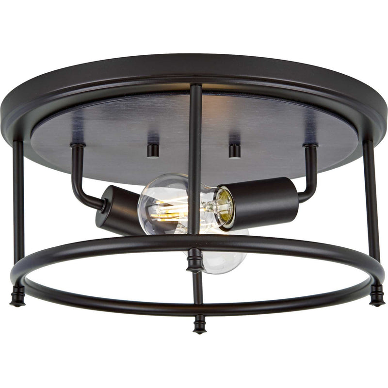 Progress Lighting P350151-031 Two Light Flush Mount, Black