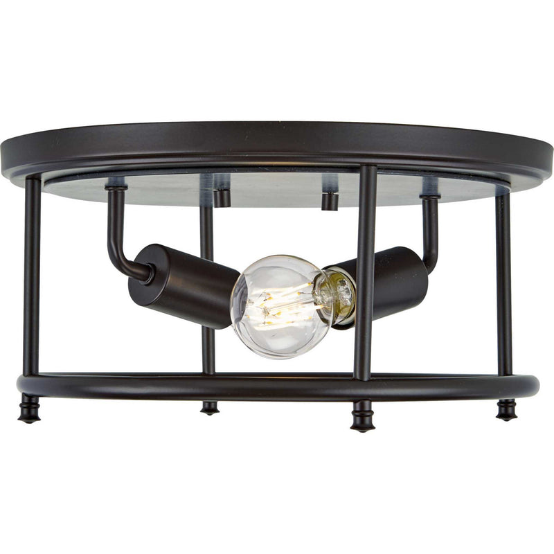 Progress Lighting P350151-031 Two Light Flush Mount, Black