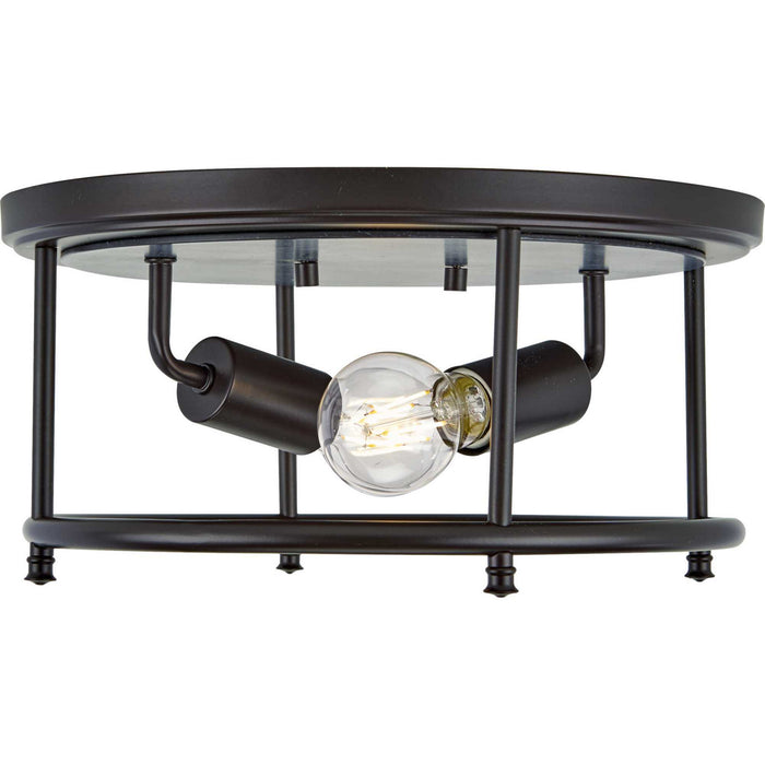 Progress Lighting P350151-031 Two Light Flush Mount, Black