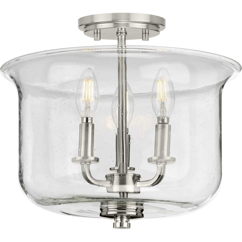 Progress Lighting P350153-009 Three Light Semi Flush Convertible, Brushed Nickel