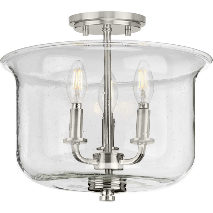 Progress Lighting P350153-009 Three Light Semi Flush Convertible, Brushed Nickel