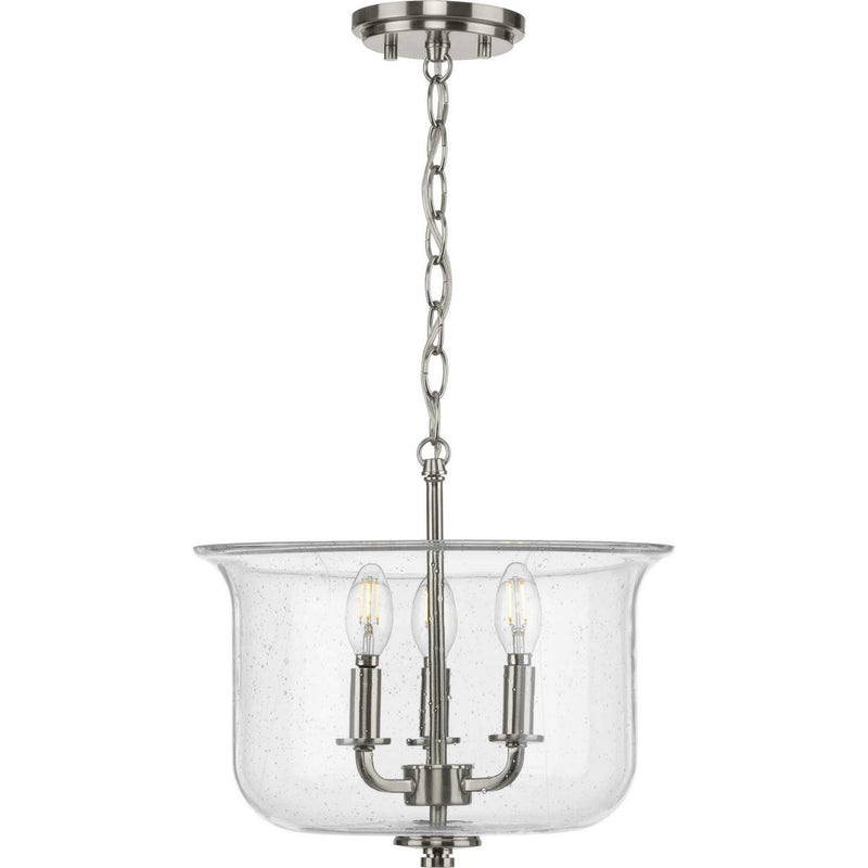 Progress Lighting P350153-009 Three Light Semi Flush Convertible, Brushed Nickel