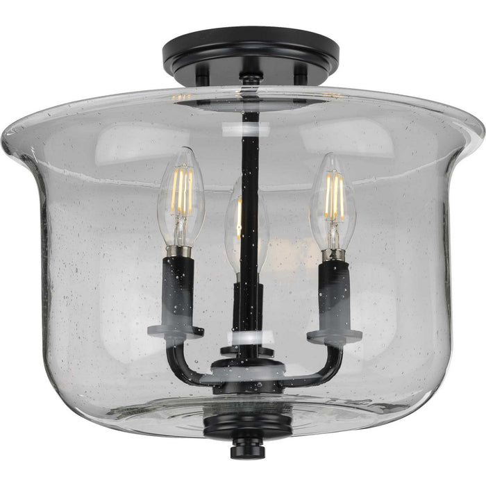Progress Lighting P350153-031 Three Light Semi Flush Convertible, Black