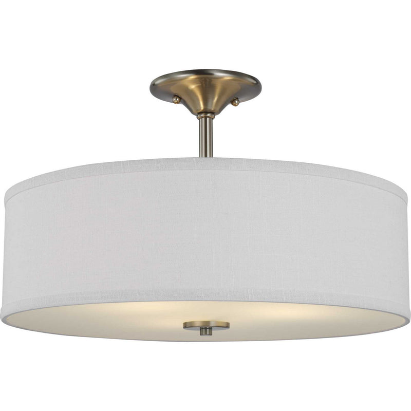 Progress Lighting P350167-009 Three Light Semi Flush Mount, Brushed Nickel