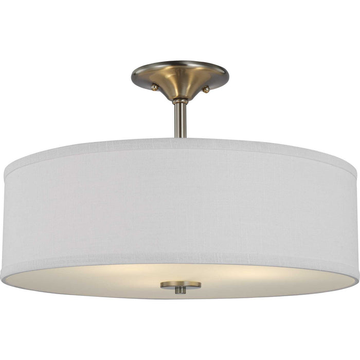 Progress Lighting P350167-009 Three Light Semi Flush Mount, Brushed Nickel