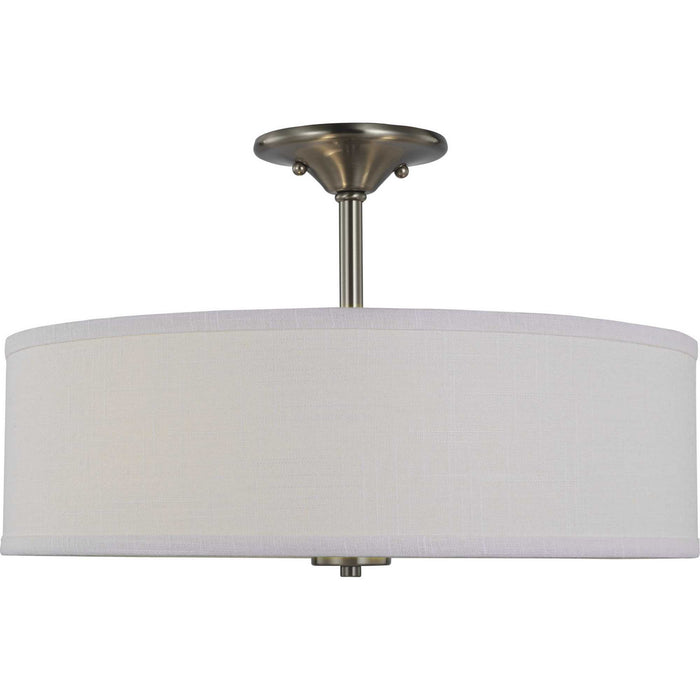 Progress Lighting P350167-009 Three Light Semi Flush Mount, Brushed Nickel