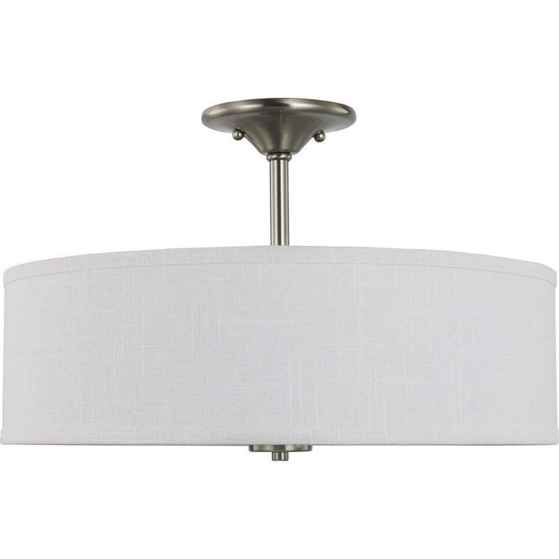 Progress Lighting P350167-009 Three Light Semi Flush Mount, Brushed Nickel