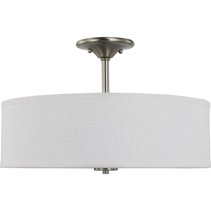 Progress Lighting P350167-009 Three Light Semi Flush Mount, Brushed Nickel