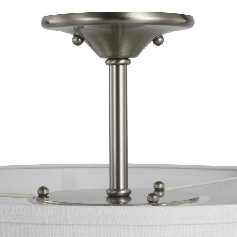 Progress Lighting P350167-009 Three Light Semi Flush Mount, Brushed Nickel