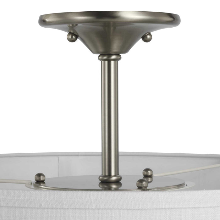 Progress Lighting P350167-009 Three Light Semi Flush Mount, Brushed Nickel