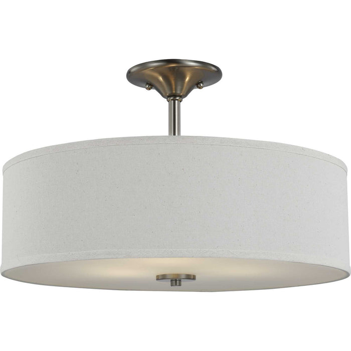 Progress Lighting P350168-009 Three Light Semi Flush Mount, Brushed Nickel