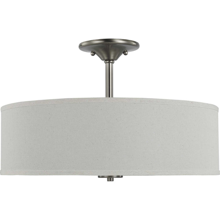 Progress Lighting P350168-009 Three Light Semi Flush Mount, Brushed Nickel
