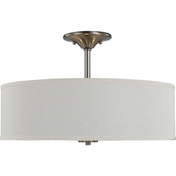 Progress Lighting P350168-009 Three Light Semi Flush Mount, Brushed Nickel