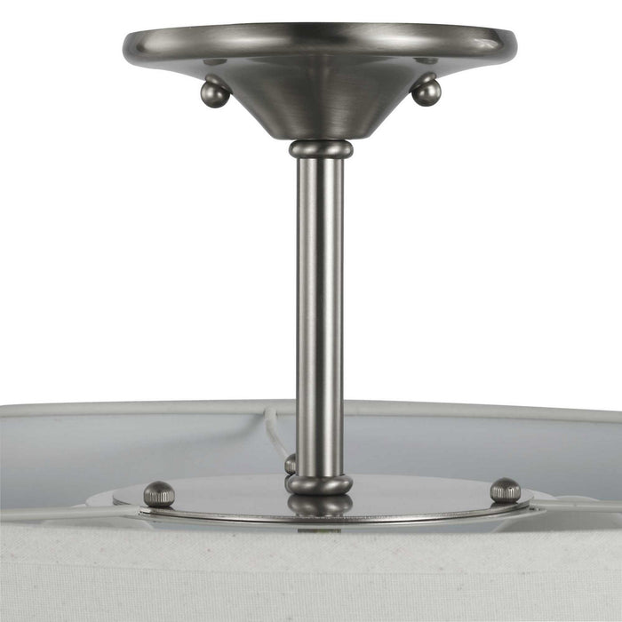 Progress Lighting P350168-009 Three Light Semi Flush Mount, Brushed Nickel