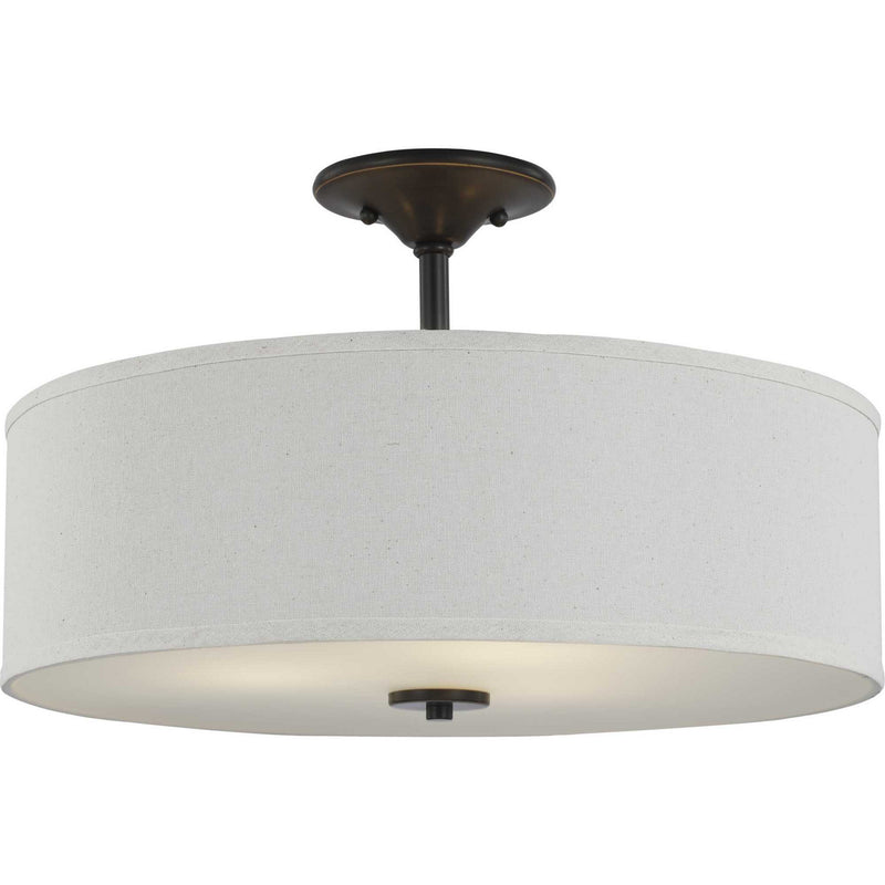 Progress Lighting P350168-020 Three Light Semi Flush Mount, Antique Bronze