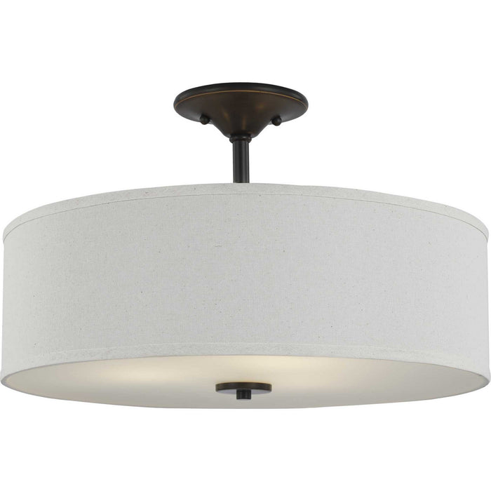 Progress Lighting P350168-020 Three Light Semi Flush Mount, Antique Bronze