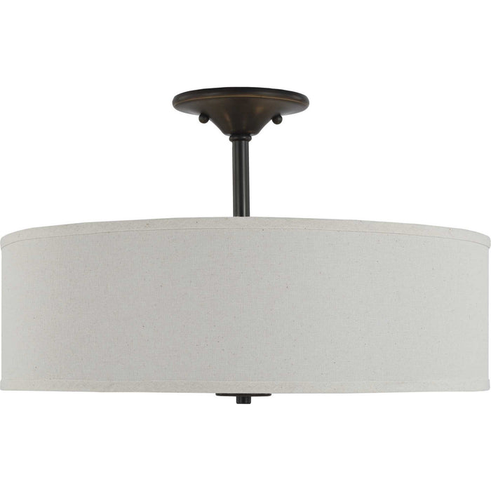 Progress Lighting P350168-020 Three Light Semi Flush Mount, Antique Bronze