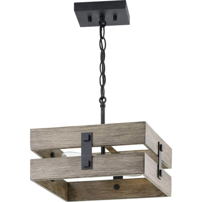 Progress Lighting P350172-031 Two Light Semi Flush Mount, Black
