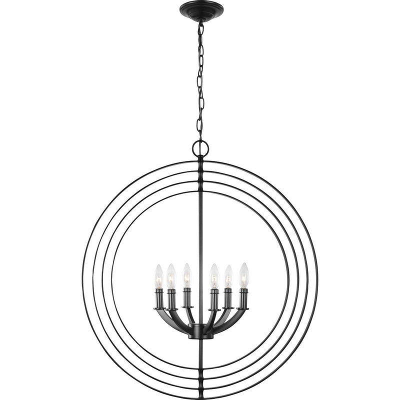 Progress Lighting P3889-31 Six Light Pendant, Black