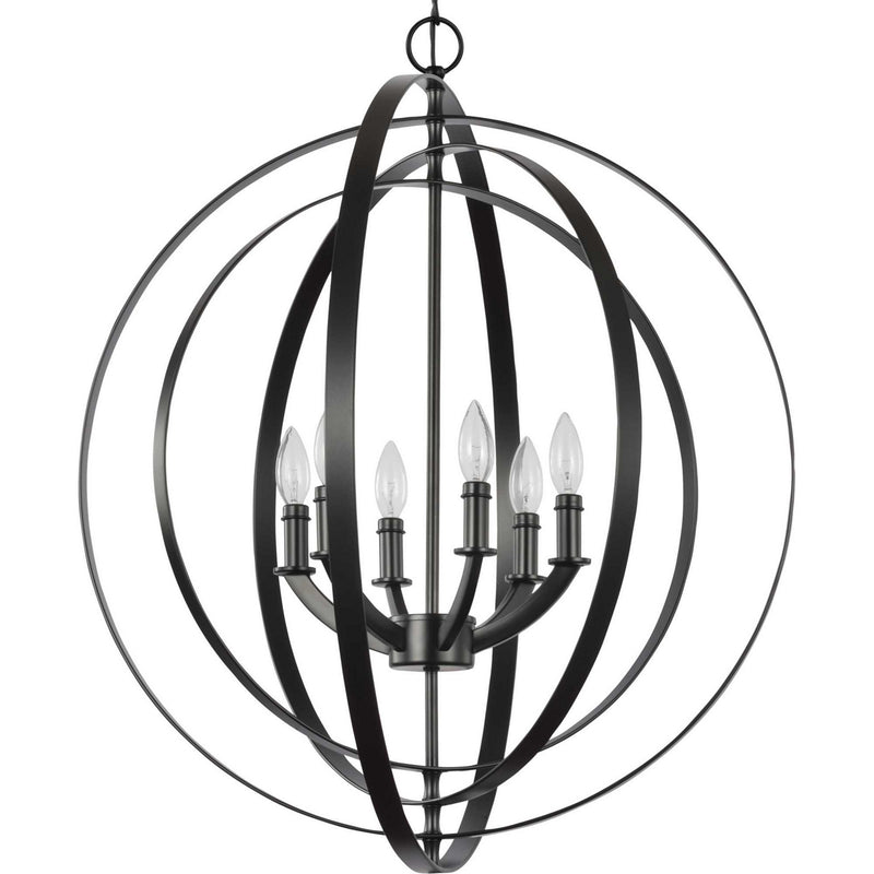 Progress Lighting P3889-31 Six Light Pendant, Black