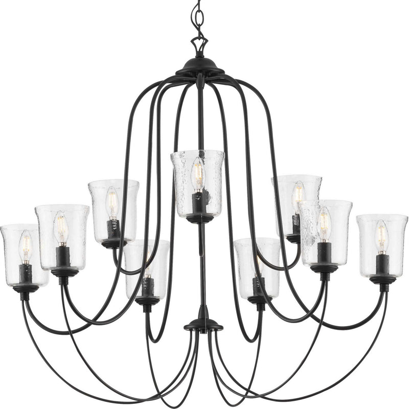 Progress Lighting P400196-031 Nine Light Chandelier, Black