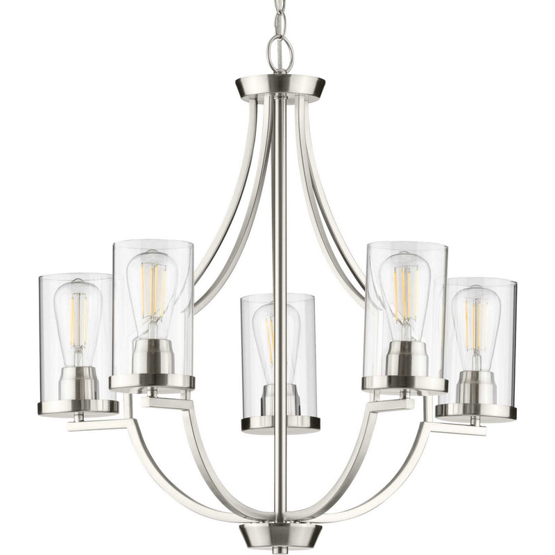 Progress Lighting P400197-009 Five Light Chandelier, Brushed Nickel
