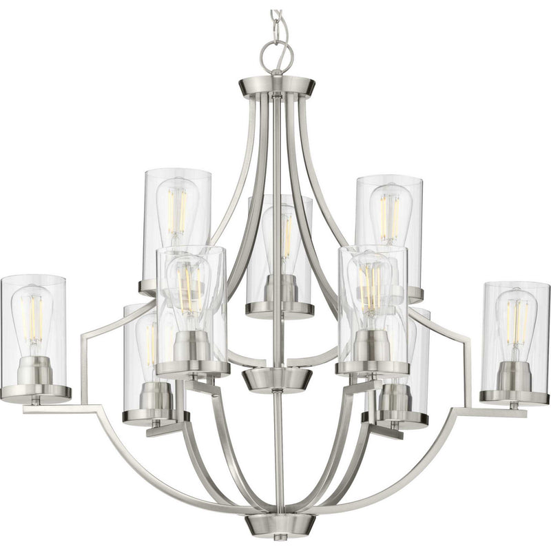 Progress Lighting P400198-009 Nine Light Chandelier, Brushed Nickel