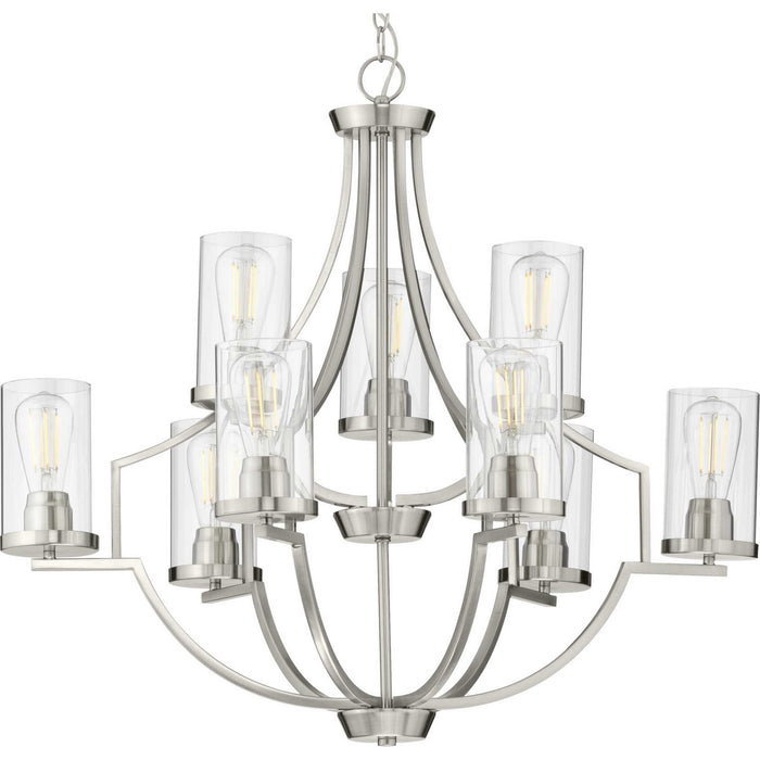 Progress Lighting P400198-009 Nine Light Chandelier, Brushed Nickel