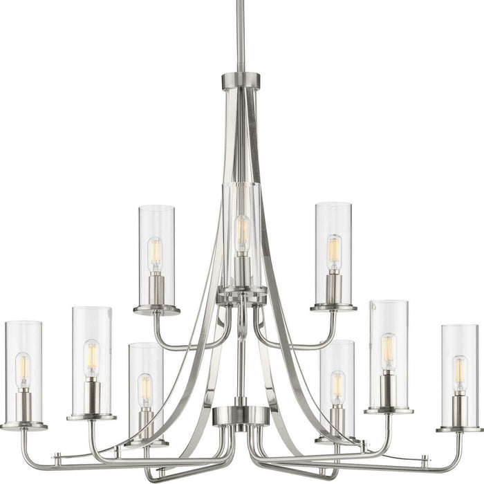 Progress Lighting P400210-009 Nine Light Chandelier, Brushed Nickel