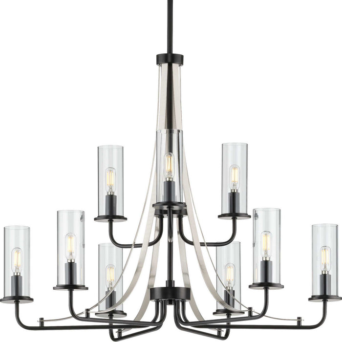 Progress Lighting P400210-031 Nine Light Chandelier, Black