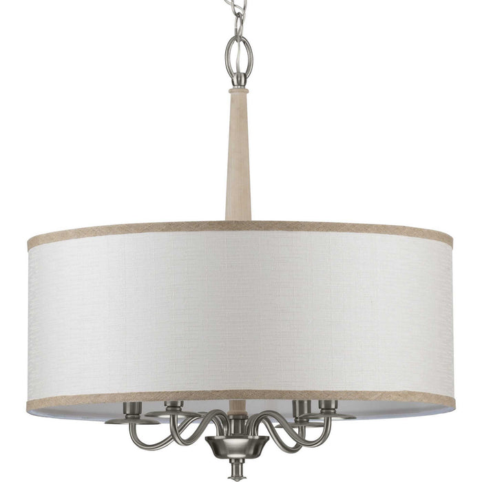 Progress Lighting P400218-009 Four Light Chandelier, Brushed Nickel