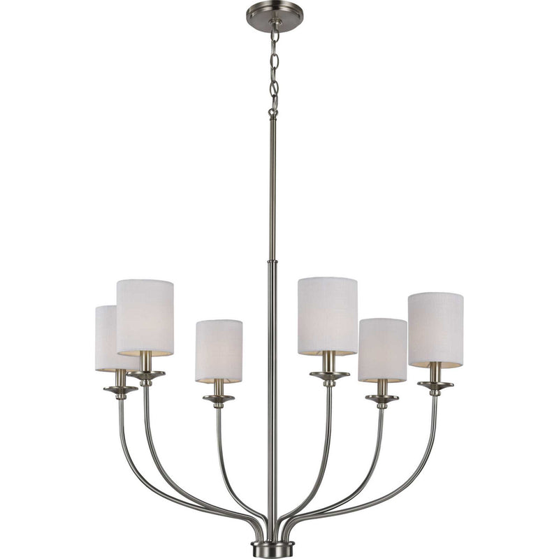 Progress Lighting P400227-009 Six Light Foyer Chandelier, Brushed Nickel