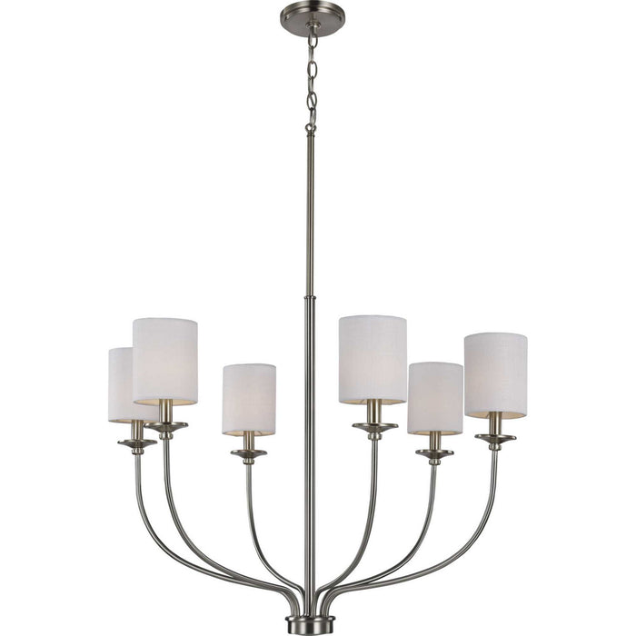 Progress Lighting P400227-009 Six Light Foyer Chandelier, Brushed Nickel