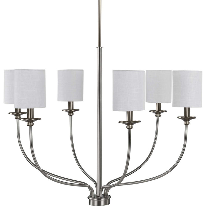 Progress Lighting P400227-009 Six Light Foyer Chandelier, Brushed Nickel