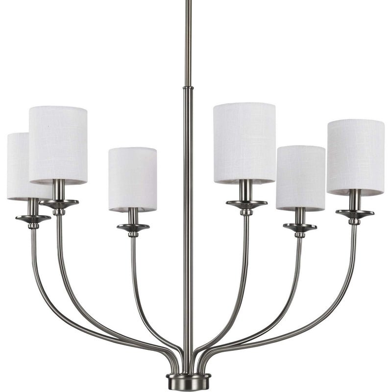 Progress Lighting P400227-009 Six Light Foyer Chandelier, Brushed Nickel