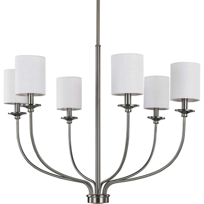 Progress Lighting P400227-009 Six Light Foyer Chandelier, Brushed Nickel