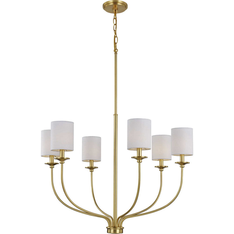 Progress Lighting P400227-012 Six Light Foyer Chandelier, Satin Brass